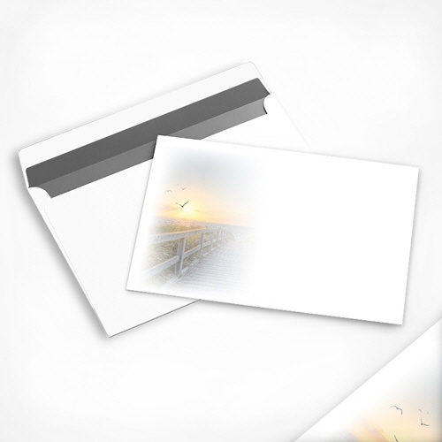Trauercouvert Lebensweg am Strand � Motiv Strandweg im warmen Licht, 190 x 120 mm
