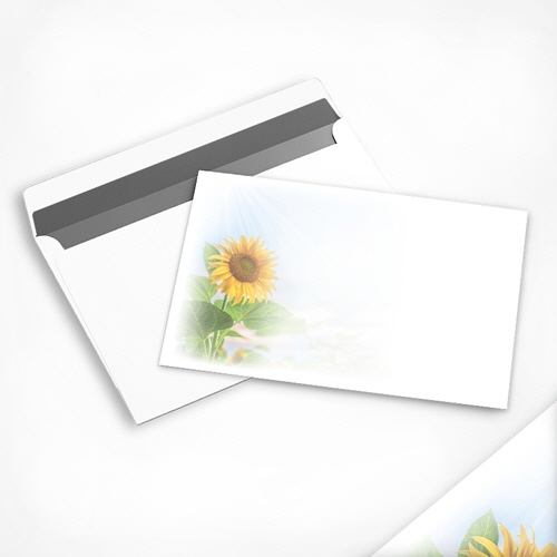Trauercouvert Sonnenblume im warmen Licht, 190 x 120 mm