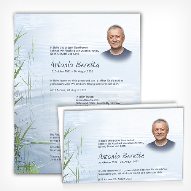 Trauerkarte Schilf  mit Texteindruck