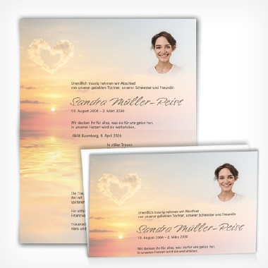 Trauerkarte Herzwolke � Liebe im Licht, mit Text