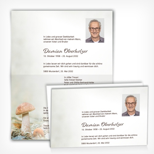 Trauerkarten "Pilze" mit individuellem Text