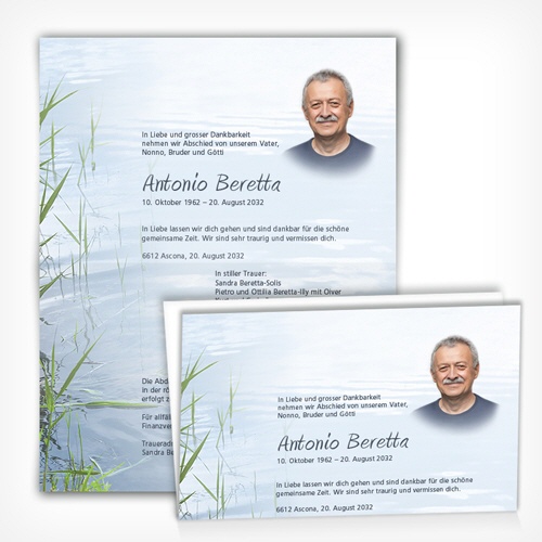 Trauerkarte Schilf mit Texteindruck